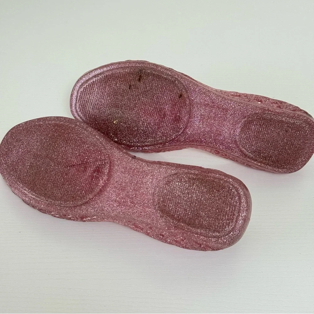 Melissa Girls Pink Glitter Flats, Size 1